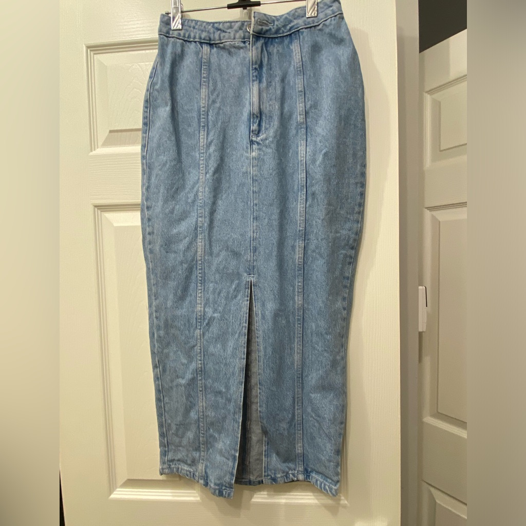 Asos Light Blue Denim Midi Skirt